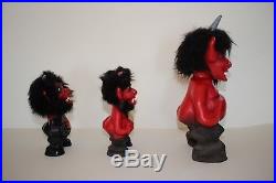 3 vintage devil nodders bobbleheads Heico troll dolls Germany rare promo bottle