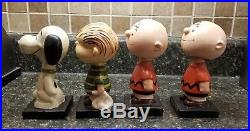 4 Vintage 1950s Peanuts bobblehead nodder lot Snoopy Linus and 2 Charlie Brown