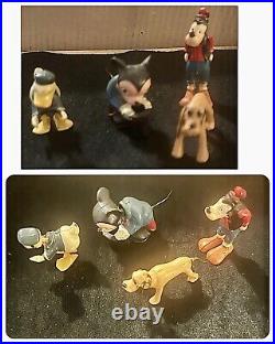 4 Vintage Walt Disney Bobbleheads Nodders Mickey, Donald, Goofy & Pluto Rare Set