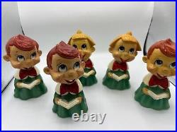 5 Vintage Kreiss Christmas Singing Choir Boys & Girls Nodder Bobble Heads