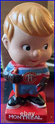 60s Montreal Canadiens Bobble Head Bobbin Nodder Doll Mascot Vtg Hockey MIB COA