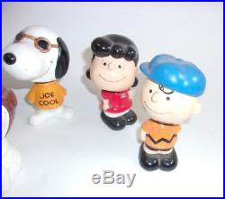 7 Vintage Peanuts Bobbleheads Woodstock Snoopy Joe Cool Lucy Charlie Brown T