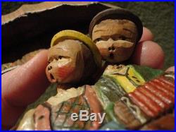 ANRI Wood Carved Wall hanging Bobble Heads Key Holder Italy Vintage