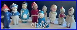 Antique Bisque Character Nodder Bobblehead Miniature Dolls GERMANY Lot of 9
