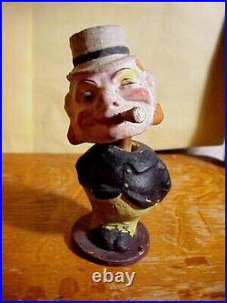 Antique FOXY GRANDPA with Cigar PAPER MACHE BOBBLEHEAD NODDER Signed GERMANY