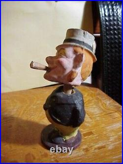 Antique FOXY GRANDPA with Cigar PAPER MACHE BOBBLEHEAD NODDER Signed GERMANY