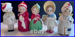 Antique Hertwig German Bisque Nodder Bobblehead Dolls Set of 5