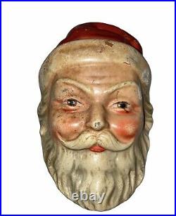 Antique Sawdust Composition 5 Head Santa Claus Christmas Holiday Bobble Head