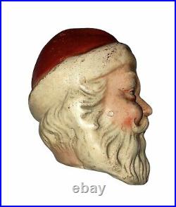 Antique Sawdust Composition 5 Head Santa Claus Christmas Holiday Bobble Head