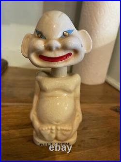 Antique Vintage Billiken ceramic Japanese man Nodder Bobblehead