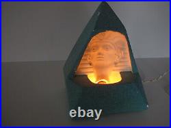 Antique Vintage Stunning Egyptian Face Pharaoh Ceramic Lamp