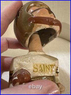 BEAUTIFUL 1960's New Orleans Saints Round Gold Base Bobblehead, VINTAGE READ