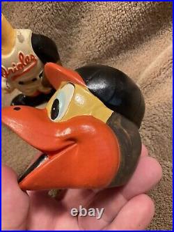 Baltimore Orioles Mascot Vintage 1960s Bobble Head Nodder White Base Japan