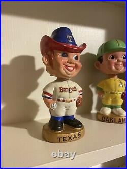 Baseball bobblehead 1960s vintage old Texas Rangers Character Gold base Nodder