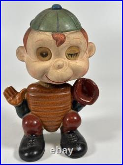 Baseball player Catcher bobble head vtg made in Japan 1960'S Era