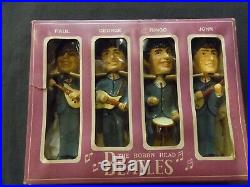 Beatles VINTAGE ORIGINAL 1964 Car Mascots Bobble Heads COMPLETE IN ORIGINAL BOX