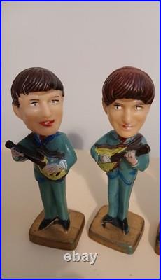Beatles Vintage 4Bobbleheads Plastic CakeToppers 1964 JohnPaulGeorgeandRingo