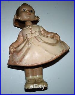 Bobbie Mae Swing & Sway Paper Mache Doll Bobblehead Vintage Little Girl Doll a1