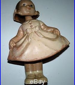 Bobbie Mae Swing & Sway Paper Mache Doll Bobblehead Vintage Little Girl Doll a1