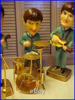 COLLECTOR SET The Beatles Vintage Cake Toppers Bobblehead Nodders + brass drums