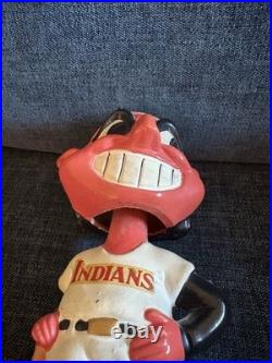 Chief Wahoo Cleveland Indians Vintage 1960s Bobblehead Nodder Gold Base Rare