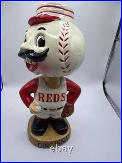 Cincinnati Reds Gold Base Baseball Bobble Head Nodder Rare Vintage w box 1960s