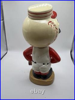 Cincinnati Reds Gold Base Baseball Bobble Head Nodder Rare Vintage w box 1960s