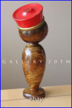 Cute! Hand Painted Bobblehead Bellhop Sculpture! Japan MID Century Art Vtg Wood