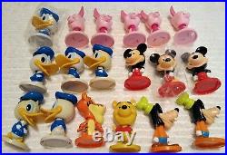 Disney KELLOGGS BOBBLE HEADS Toy Lot 18 VINTAGE Collectible Toys Cake Topper