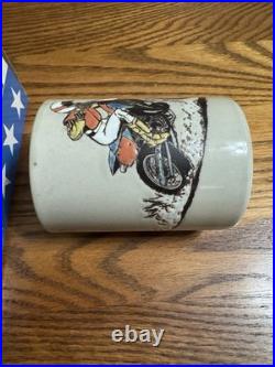 Evil Knievel Vintage Motorcycle Cup and Bobble Head Used Cracked See Pics