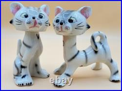 Extremely Rare Vintage Cat Bobble Head Salt Pepper Oil & Vinegar Cruet Set Japan