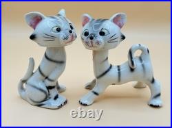 Extremely Rare Vintage Cat Bobble Head Salt Pepper Oil & Vinegar Cruet Set Japan