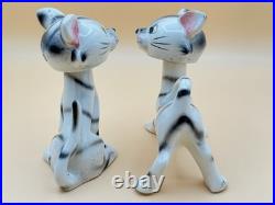 Extremely Rare Vintage Cat Bobble Head Salt Pepper Oil & Vinegar Cruet Set Japan