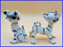 Extremely Rare Vintage Cat Bobble Head Salt Pepper Oil & Vinegar Cruet Set Japan