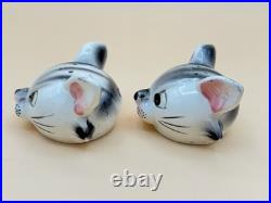 Extremely Rare Vintage Cat Bobble Head Salt Pepper Oil & Vinegar Cruet Set Japan