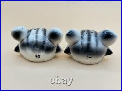 Extremely Rare Vintage Cat Bobble Head Salt Pepper Oil & Vinegar Cruet Set Japan