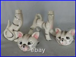 Extremely Rare Vintage Japanese Bobble Head Salt & Pepper Vinegar & Oil Cats