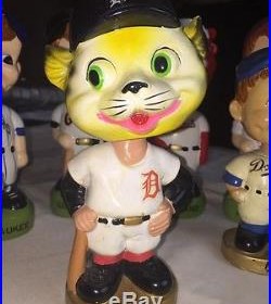 FREE SHIP! Vintage Detroit Tigers BOBBLE HEAD NODDERS Gold Base 60s 70s RARE MLB
