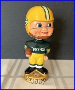 Green Bay Packers 1967 Vintage Bobble Head Nodder Gold Base, Japan