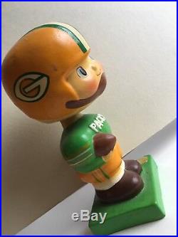 Green Bay Packers Vintage Green Square Base Bobble Head Doll. Excellent. Cond