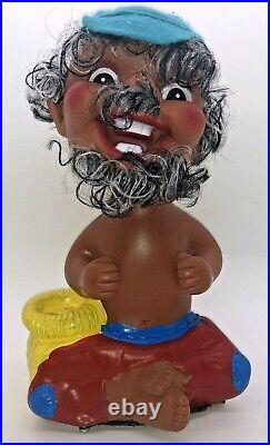 HAPPY GUY IN ORIGINAL BOX bobblehead Laughing Guy Hair Black Vintage 60s TESTED