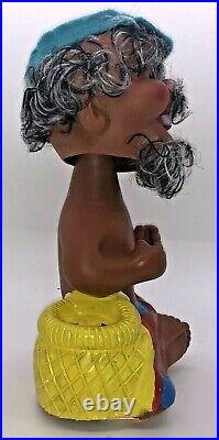 HAPPY GUY IN ORIGINAL BOX bobblehead Laughing Guy Hair Black Vintage 60s TESTED