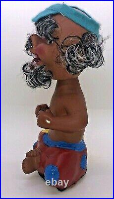 HAPPY GUY IN ORIGINAL BOX bobblehead Laughing Guy Hair Black Vintage 60s TESTED