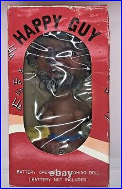 HAPPY GUY IN ORIGINAL BOX bobblehead Laughing Guy Hair Black Vintage 60s TESTED