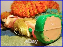 HULA NODDER hawaiian hard plastic toy doll bobble head auto dashboard vtg art