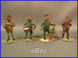 Heyde 4 piece monkey band, nodder bobble heads, vintage metal figures