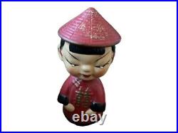 Japan Made Japanese Girl Bobble Head RED Vintage