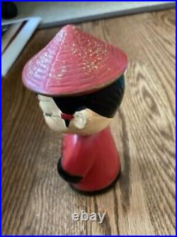 Japan Made Japanese Girl Bobble Head RED Vintage