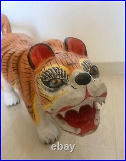 Japanese Vintage Hariko no Tora Traditional Papier-mâché Bobble Head Tiger