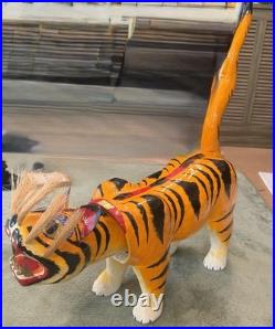 Japanese Vintage Kurashiki Hariko Bobblehead Tiger Paper Mache Figurine 30Yrs